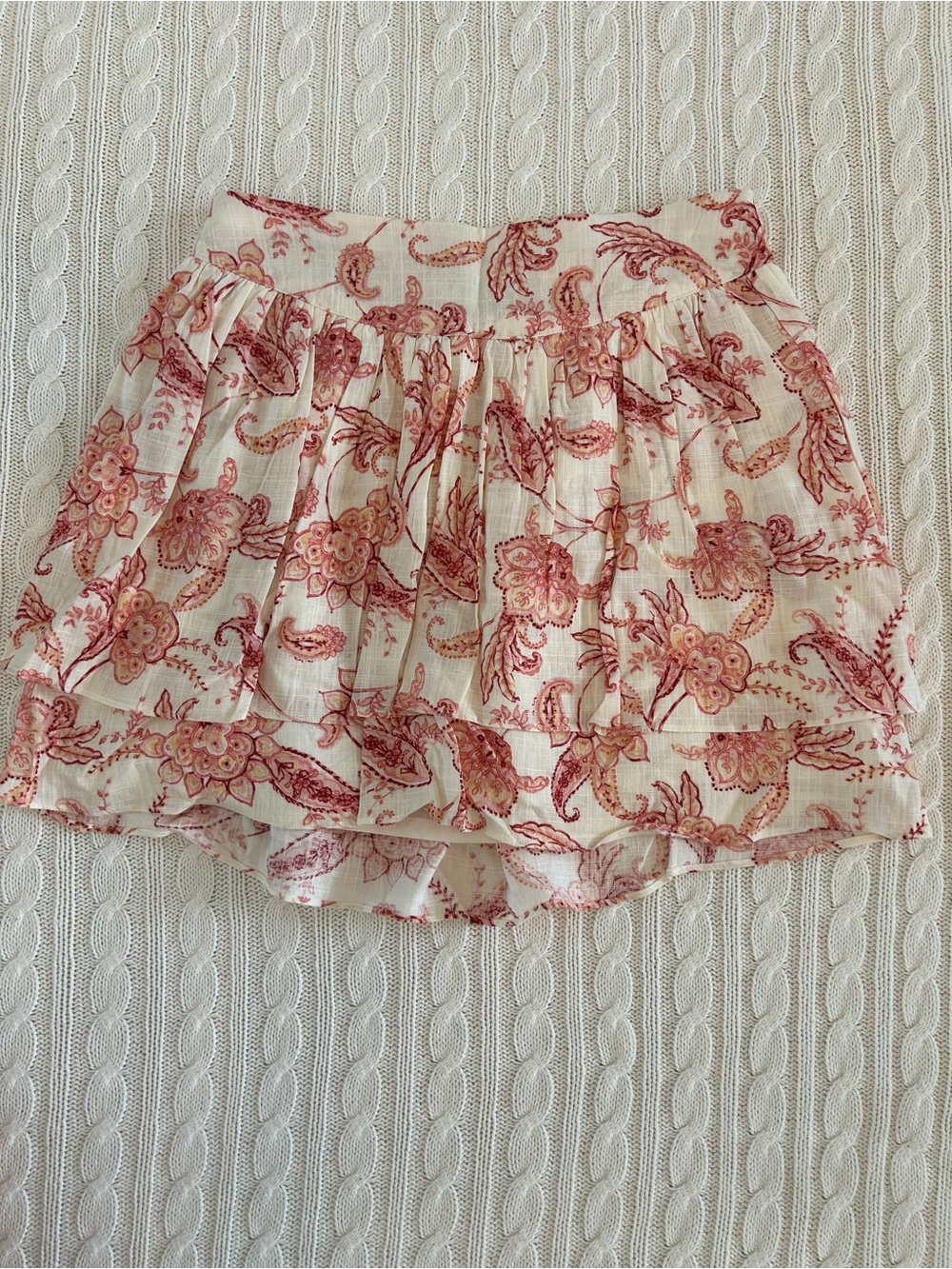 Express Cream Skirt with Floral Paisley Print